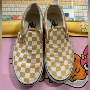 Vans size 4 yellow/white checkered EUC